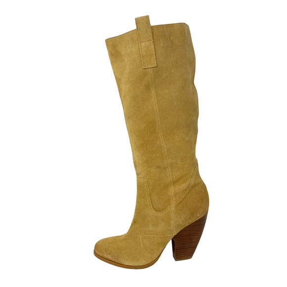 Naturalizer Hottie Tan Suede Leather Knee High Slouch Boots Sz 10 Stack Heel - Picture 4 of 11